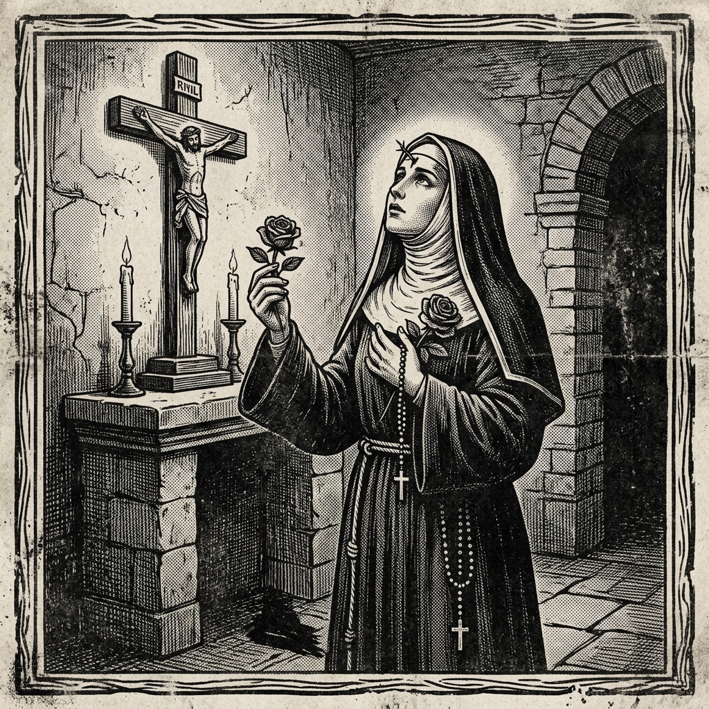 Etched Portrait of Saint Rita of Cascia